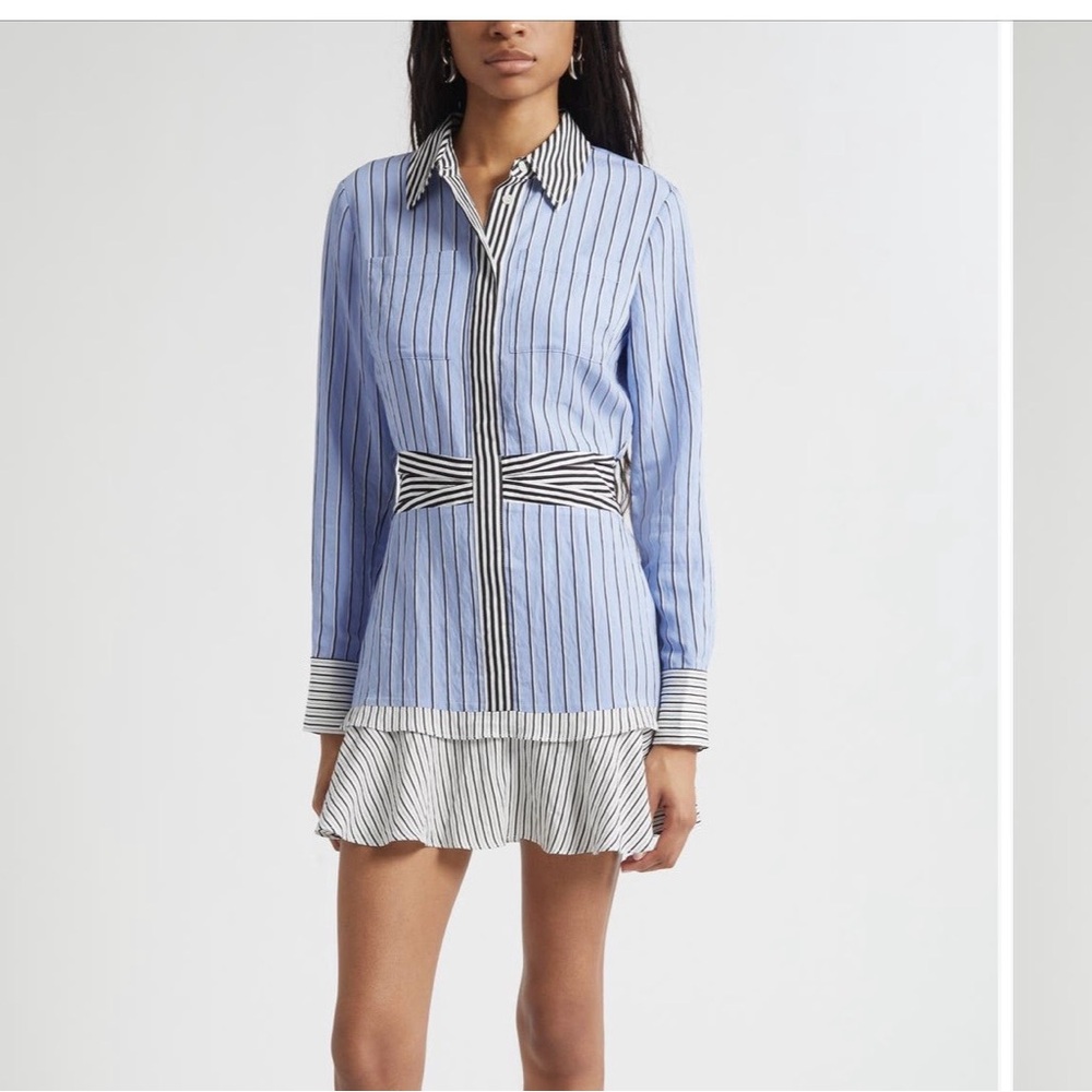 Ramy Brook Solana Long Sleeve Striped Mini dress